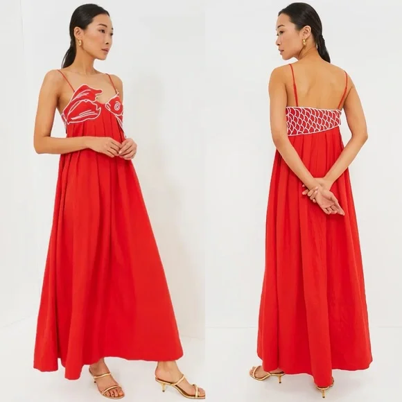 🌺🎉HP🎉🌺 NWT Farm Rio Red Fish Top Maxi Dress - Picture 8 of 16